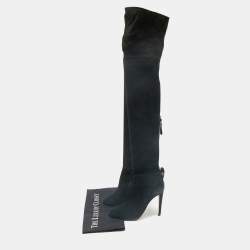 Aquazzura Black Suede Gainsbourg Knee Length Boots Size 35