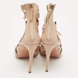 Pre Owned Aquazzura Beige Leather Amazon Sandals Size 39