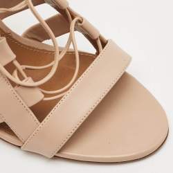 Pre Owned Aquazzura Beige Leather Amazon Sandals Size 39