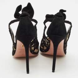 Aquazzura Black Lace Bow Tie Pumps Size 40