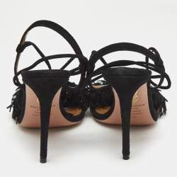 Aquazzura Black Suede Wild Thing Ankle Strap Sandals Size 36
