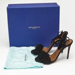 Aquazzura Black Suede Wild Thing Ankle Strap Sandals Size 36