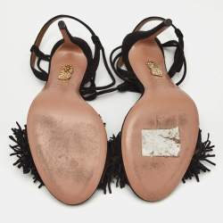 Aquazzura Black Suede Wild Thing Ankle Strap Sandals Size 36