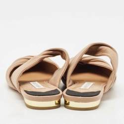 Aquazzura Beige/Black Leather and Fabric Twist Cap Toe Mules Size 35