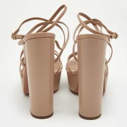 Aquazzura Beige Leather Gin Plateau Platform Sandals Size 41