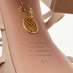 Aquazzura Beige Leather Gin Plateau Platform Sandals Size 41