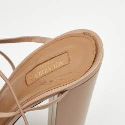 Aquazzura Beige Leather Gin Plateau Platform Sandals Size 41