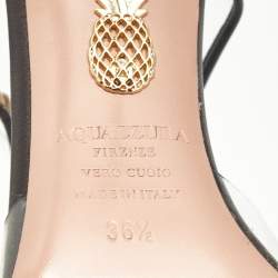 Aquazzura Black PVC And Leather Optic Buckle Sandals Size 36.5