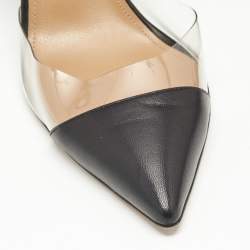 Aquazzura Black PVC And Leather Optic Buckle Sandals Size 36.5