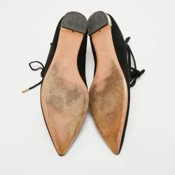 Aquazzura Black Suede Dancer Lace-Up Ballet Flats Size 38