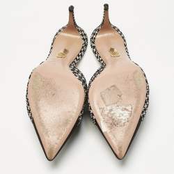 Aquazzura White/Black Fabric Knotted Mondaine Mules Size 41