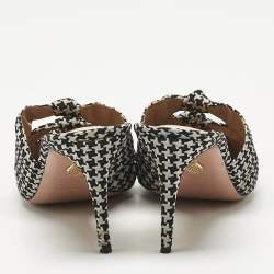 Aquazzura White/Black Fabric Knotted Mondaine Mules Size 41