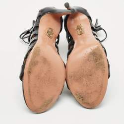 Pre Owned Aquazzura Black Leather Amazon Gladiator Sandals Size 37