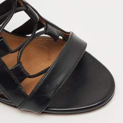 Pre Owned Aquazzura Black Leather Amazon Gladiator Sandals Size 37