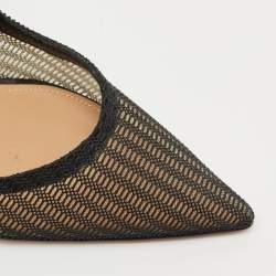 Pre Owned Aquazzura Black Mesh And Suede Bond Street Ankle Chain Pointed Toe Pumps Size 38