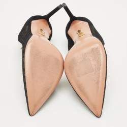 Pre Owned Aquazzura Black Mesh And Suede Bond Street Ankle Chain Pointed Toe Pumps Size 38