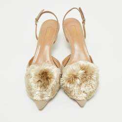 Pre Owned Aquazzura Light Grey Velvet Power Puff Slingback Pumps Size 40