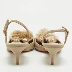Pre Owned Aquazzura Light Grey Velvet Power Puff Slingback Pumps Size 40