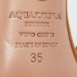 Pre Owned Aquazzura Brown Suede Wild Thing Ankle Strap Sandals Size 35
