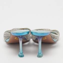 Pre Owned Aquazzura Ombre Blue/Purple Leather Gatsby Slide Sandals Size 38