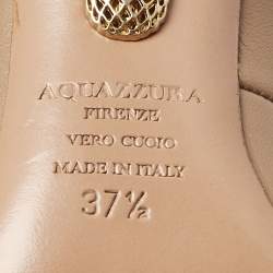 Pre Owned Aquazzura Beige Leather Christy Lace Ankle Wrap Pumps Size 37.5