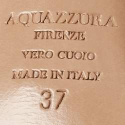 Pre Owned Aquazzura Multicolor Raffia Pom Pom Thong Ankle Tie Sandals Size 37