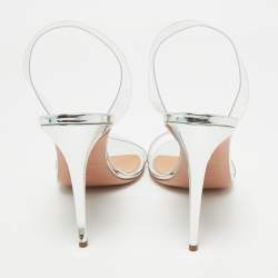 Pre Owned Aquazzura Silver PVC So Nude Slingback Sandals Size 40