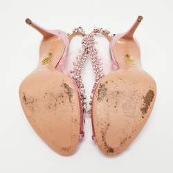 Pre Owned Aquazzura Rose Pink Leather and PVC Temptation Slingback Pumps Size 38