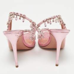 Pre Owned Aquazzura Rose Pink Leather and PVC Temptation Slingback Pumps Size 38