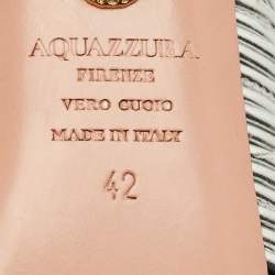 Pre Owned Aquazzura Black/Silver Suede and Leather Rendez Vous Mules Size 42