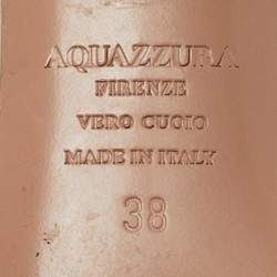 Pre Owned Aquazzura Gold Patent Leather Olie Ankle Strap Sandals Size 38