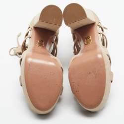 Pre Owned Aquazzura Beige Suede Platform Ankle Strap Sandals Size 39