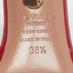 Pre Owned Aquazzura Red Leather Ankle Cuff Pointed Toe Sandals Size 38.5