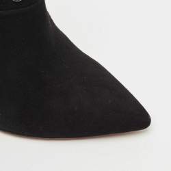 Pre Owned Aquazzura Black Suede Disco Booties Size 36.5