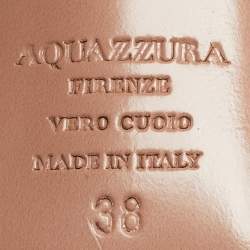 Pre Owned Aquazzura Blue PVC and Leather Crystal Embellished Tequila Sandals Size 38