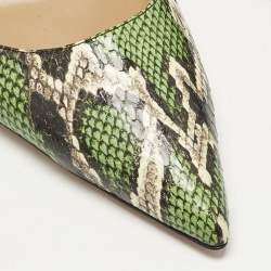 Pre Owned Aquazzura Green/Brown Snakeskin Leather Purist Pumps Size 39.5