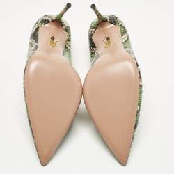 Pre Owned Aquazzura Green/Brown Snakeskin Leather Purist Pumps Size 39.5