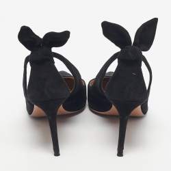 Pre Owned Aquazzura Black Suede Bow Tie Pumps Size 38