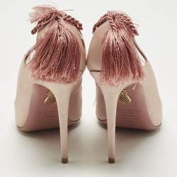 Pre Owned Aquazzura Pink Satin Forever Marilyn Pumps Size 39.5