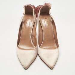 Pre Owned Aquazzura Pink Satin Forever Marilyn Pumps Size 39.5