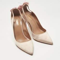 Pre Owned Aquazzura Pink Satin Forever Marilyn Pumps Size 39.5