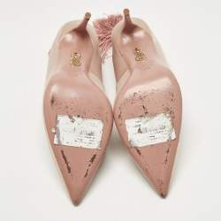 Pre Owned Aquazzura Pink Satin Forever Marilyn Pumps Size 39.5