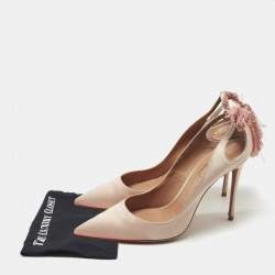 Pre Owned Aquazzura Pink Satin Forever Marilyn Pumps Size 39.5