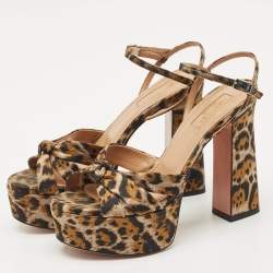 Pre Owned Aquazzura Multicolor Jacquard Baba Plateau Ankle Strap Sandals Size 36