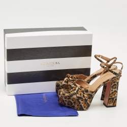 Pre Owned Aquazzura Multicolor Jacquard Baba Plateau Ankle Strap Sandals Size 36