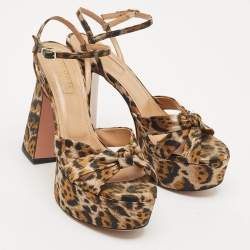 Pre Owned Aquazzura Multicolor Jacquard Baba Plateau Ankle Strap Sandals Size 36