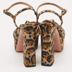 Pre Owned Aquazzura Multicolor Jacquard Baba Plateau Ankle Strap Sandals Size 36