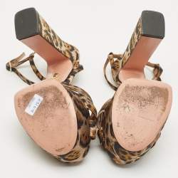 Pre Owned Aquazzura Multicolor Jacquard Baba Plateau Ankle Strap Sandals Size 36