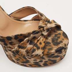 Pre Owned Aquazzura Multicolor Jacquard Baba Plateau Ankle Strap Sandals Size 36