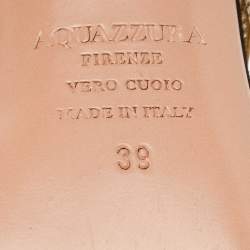 Pre Owned Aquazzura Black/Gold  Suede And Leather Rendez Vous Pointed Toe Mules Size 39